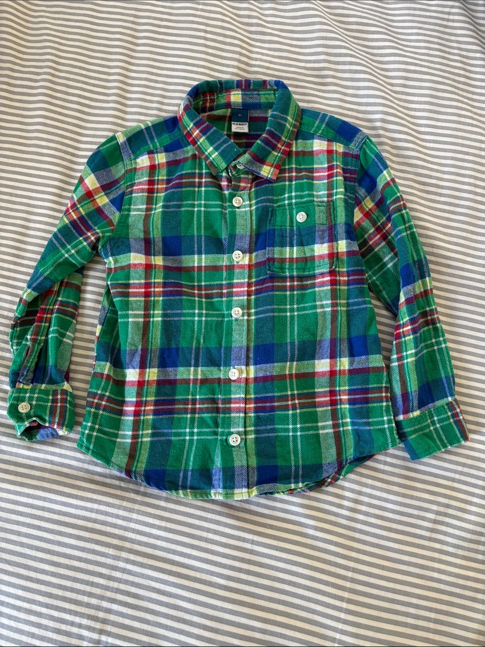 Old Navy Green & Blue Plaid Button-Down Shirt